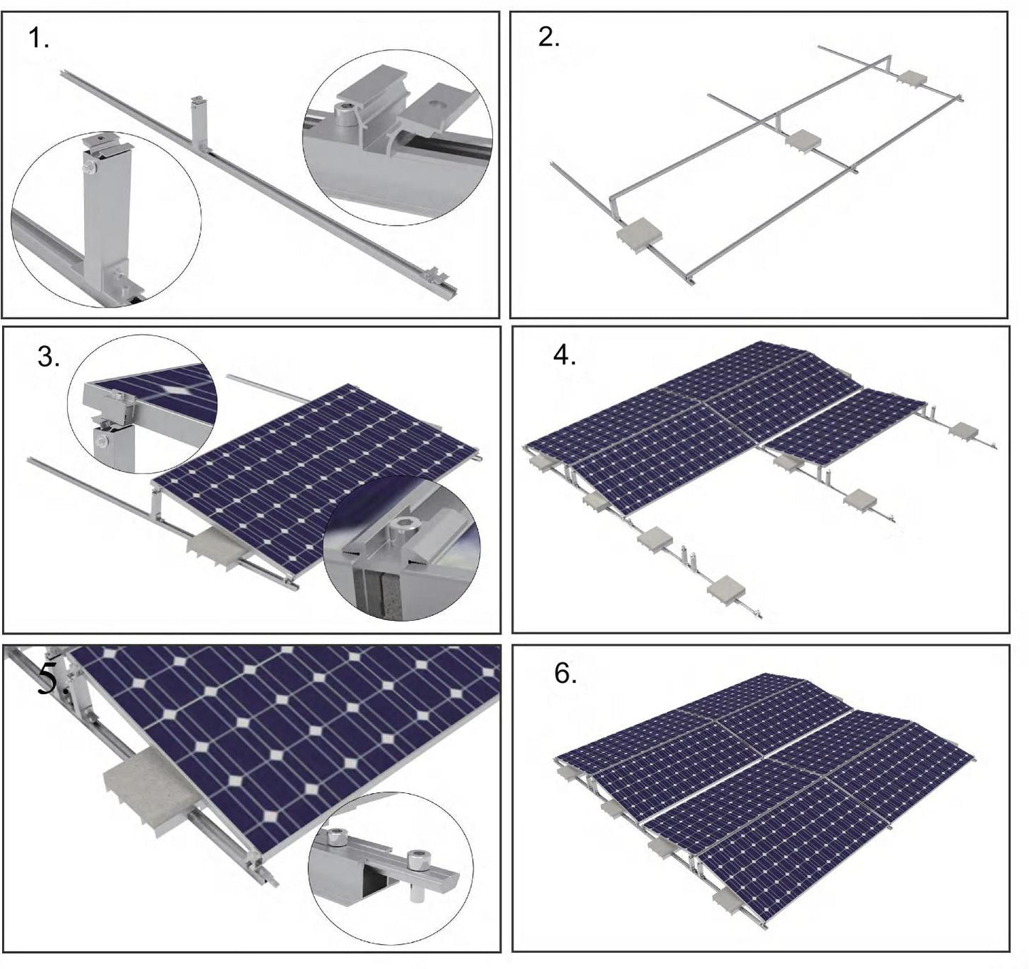 Flachdach-Solarmodul-Montagesystem  Ballast System FRM01 FRM02 FRM03 Preis je 100 Watt