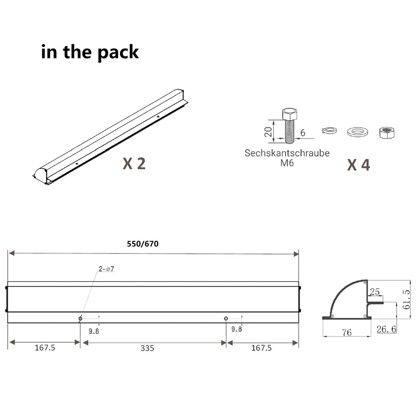 Supports de montage latéraux pour panneaux solaires en ALU noir/blanc, 51cm/55cm/67cm, pour montage de panneaux solaires sur camping-cars, caravanes, bateaux ou toits