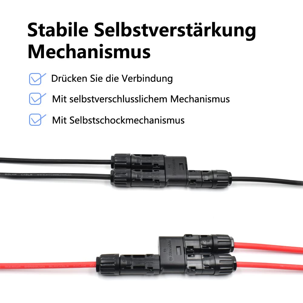 Solar Y Steckverbinder Paar 2-fach Verteiler für Solar Stecker Buchse Splitter,1500VDC,Wasserdicht IP68,1 Paar Solarpanel Kabelstecker