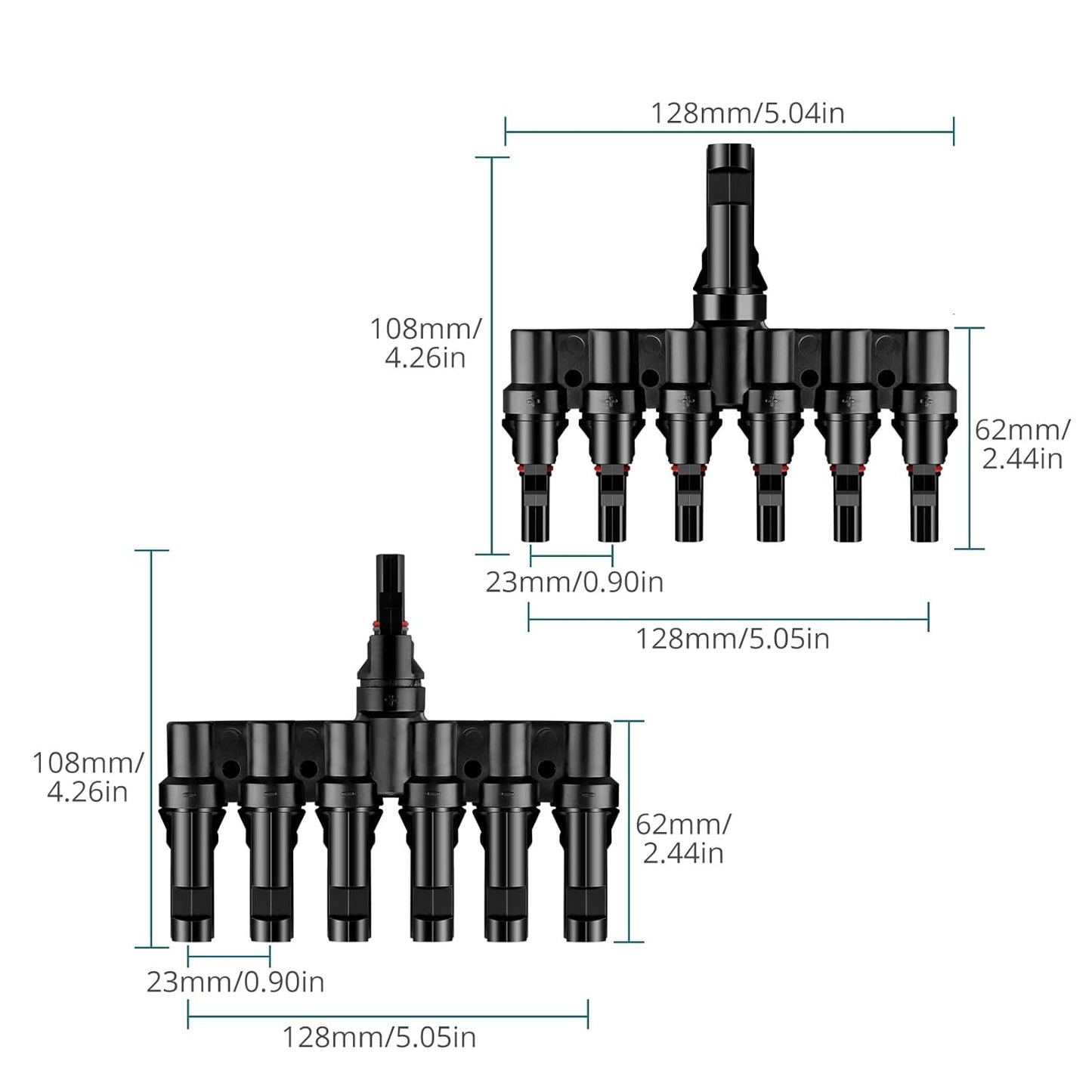 Solar 6T-Stecker Männlich/Weiblich mit Schraubenschlüssel, Solarpanel Kabelstecker, Solar Photovoltaik Steckverbinder, Y-Typ Solarstecker für Parallelverbindung zwischen Solarzellen (1 Paar)