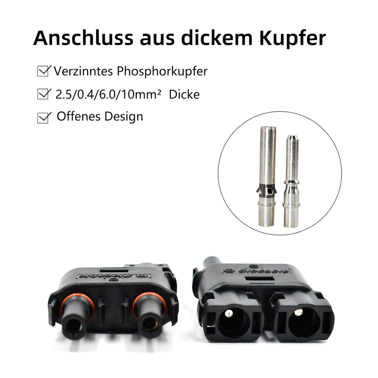 Solar Y Steckverbinder Paar 2-fach Verteiler für Solar Stecker Buchse Splitter,1500VDC,Wasserdicht IP68,1 Paar Solarpanel Kabelstecker