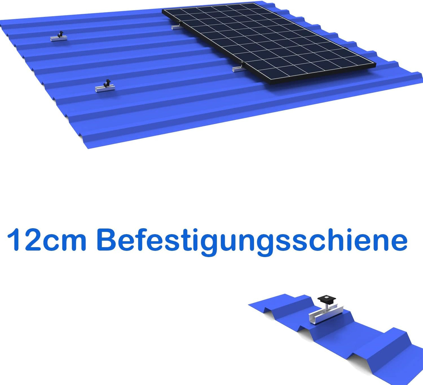 Mini-Montageschiene Set für Solarmodule Silber/Schwarz 12cm