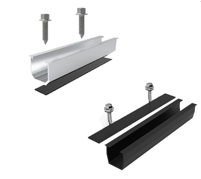 Mini-Montageschiene Set für Solarmodule Silber/Schwarz 12cm