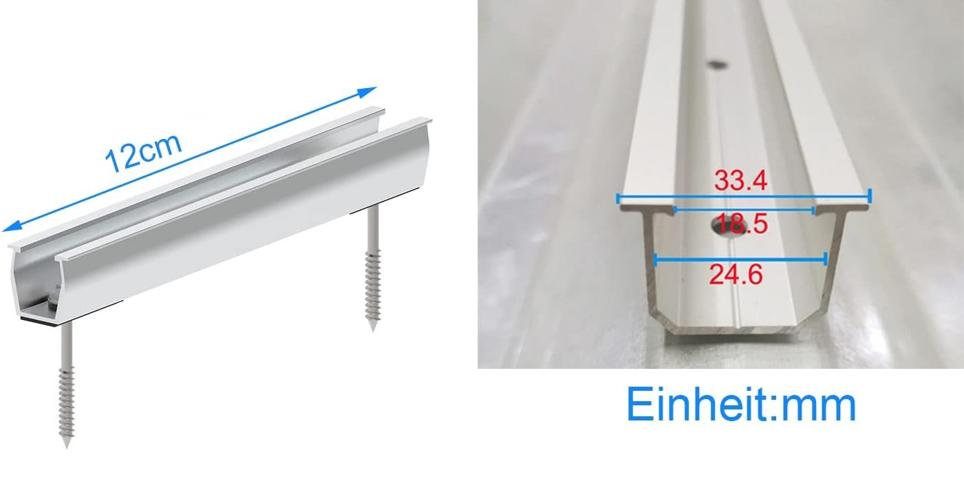 Mini-Montageschiene Set für Solarmodule Silber/Schwarz 12cm