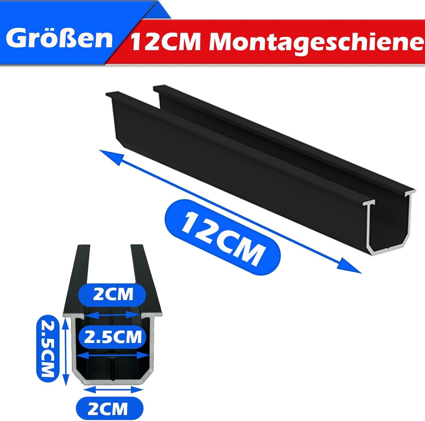 Solarmodul Halterung  Trapezdach, Alu Photovoltaik Set für 2/3/4/5/6/7/8/10/12 Module Montageschiene 12CM, Verstellbare Klemme für 30-35MM Dicke Module, Solarpanel Halterung Montageset 2 Module Geeignet für Flachdach