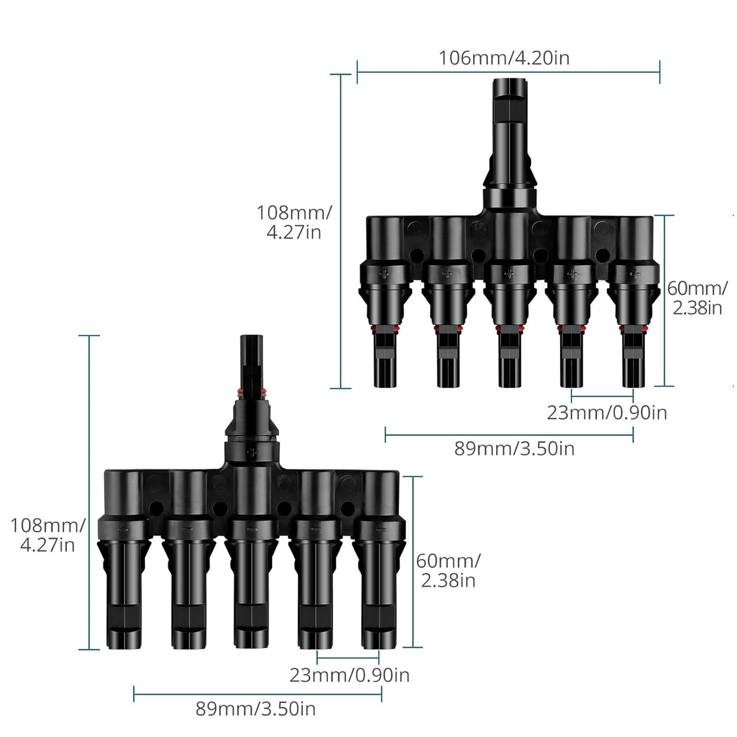 Solar 5T-Stecker Männlich/Weiblich mit Schraubenschlüssel, Solarpanel Kabelstecker, Solar Photovoltaik Steckverbinder, Y-Typ Solarstecker für Parallelverbindung zwischen Solarzellen (1 Paar)