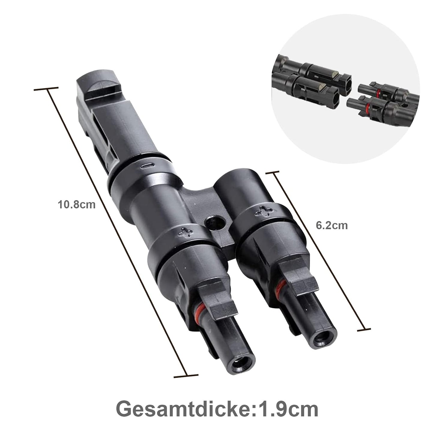 Y Stecker Männlich/Weiblich, Solar Photovoltaik Steckverbinder, T-Typ Solarstecker, Solarpanel Kabelstecker (1Y2)