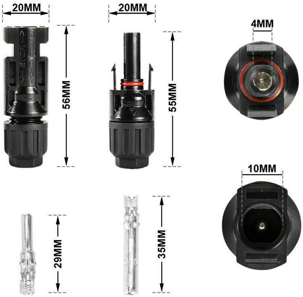 SolarStecker, 20/50/100 pcs Männlich Weiblich Solarmodul Stecker Ip67 Wasserdicht, PV Stecker Kompatibel mit 2.5mm²-6mm² Solarkabel