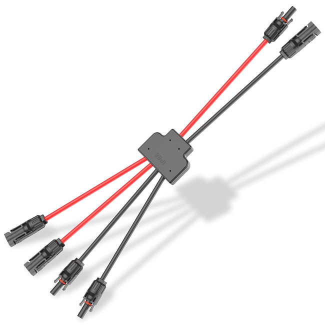 Solar-Anschlusskabel, Solar-Panel Y Zweig Parallelverbinder, 30A 1000V  4mm²/ 6mm² 2 bis 4 Splitter Solar-Panel-Steckverbinder Verlängerungskabel Solarkabel Stecker,Solarpanel-Anschlusskabel (2 bis 4)