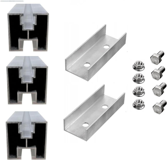 Solarmodul Photovoltaik Montage-Set 3x0,8m Aluprofil 40x40 inklusive Montagezubehör | Montageschiene PV-Anlage PV Solarpanele | Aluminiumprofil für Solaranlagen Systemprofil Montageprofil 2,4m
