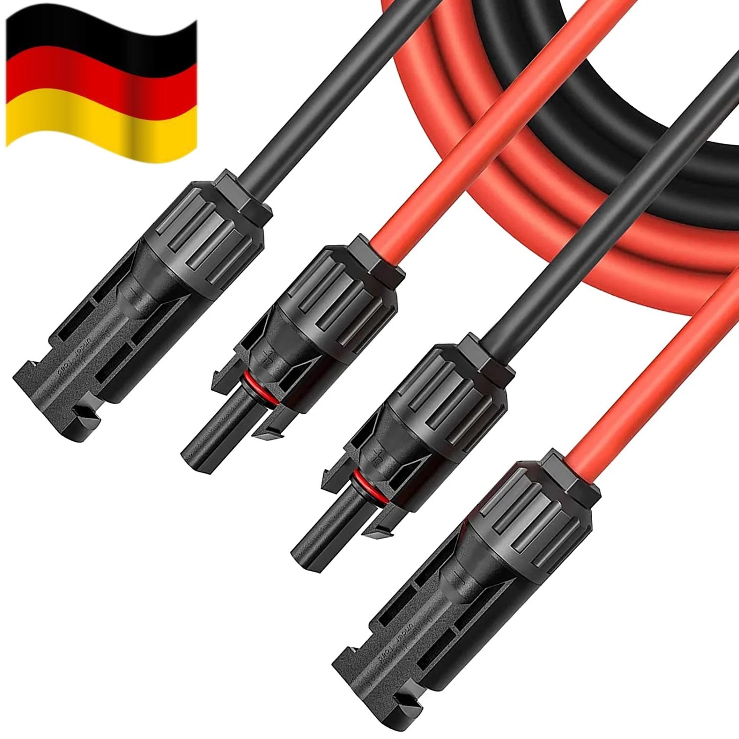 Solarmodul Kabel Y-Stecker 2,5–6 mm², Solarkabel Y-Verteiler 12/10 AWG Photovoltaik-Solarkabel PV-Stecker 1 Paar MMF + FFM für parallele PV-Verbindung, rot + schwarz