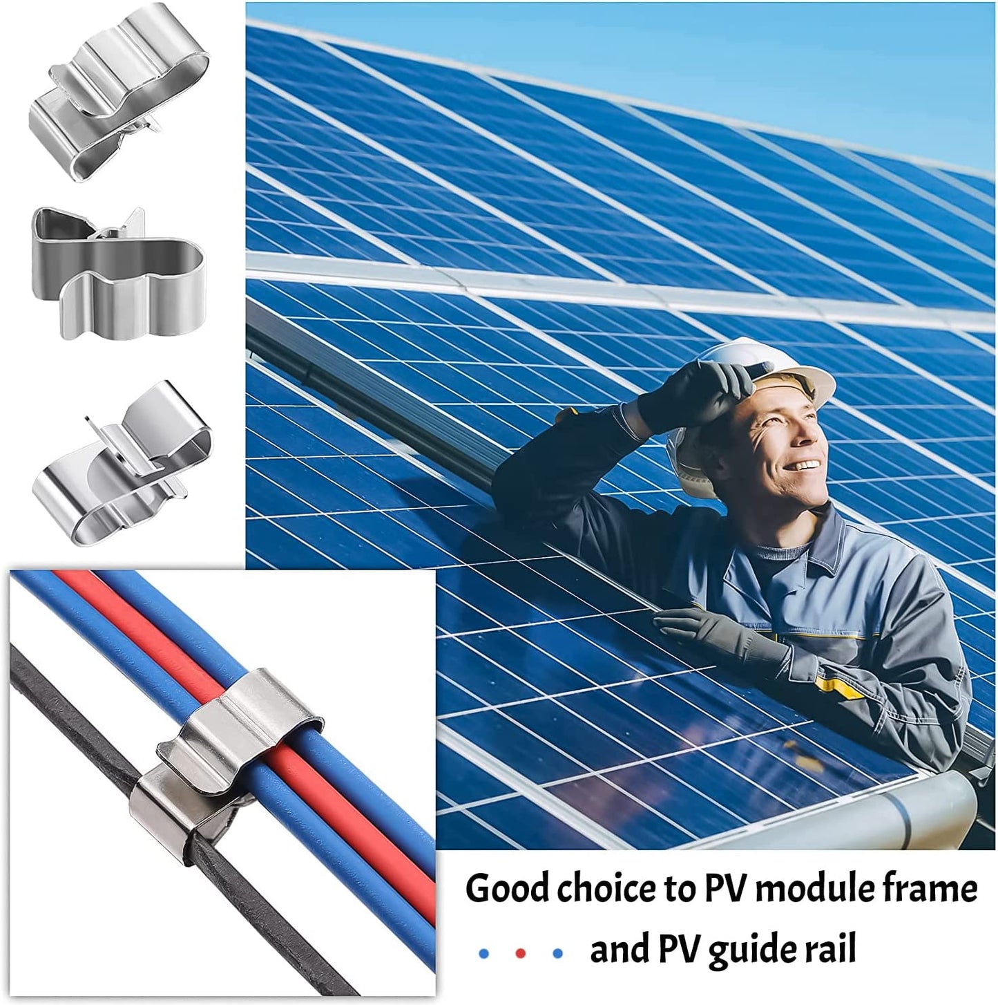 Kabelklemme Anhänger Drahtclips Edelstahl, Photovoltaik Kabelclips Anhängerrahmen Drahtklemmen Solarmodul Fixierung Klammern  Mxj03