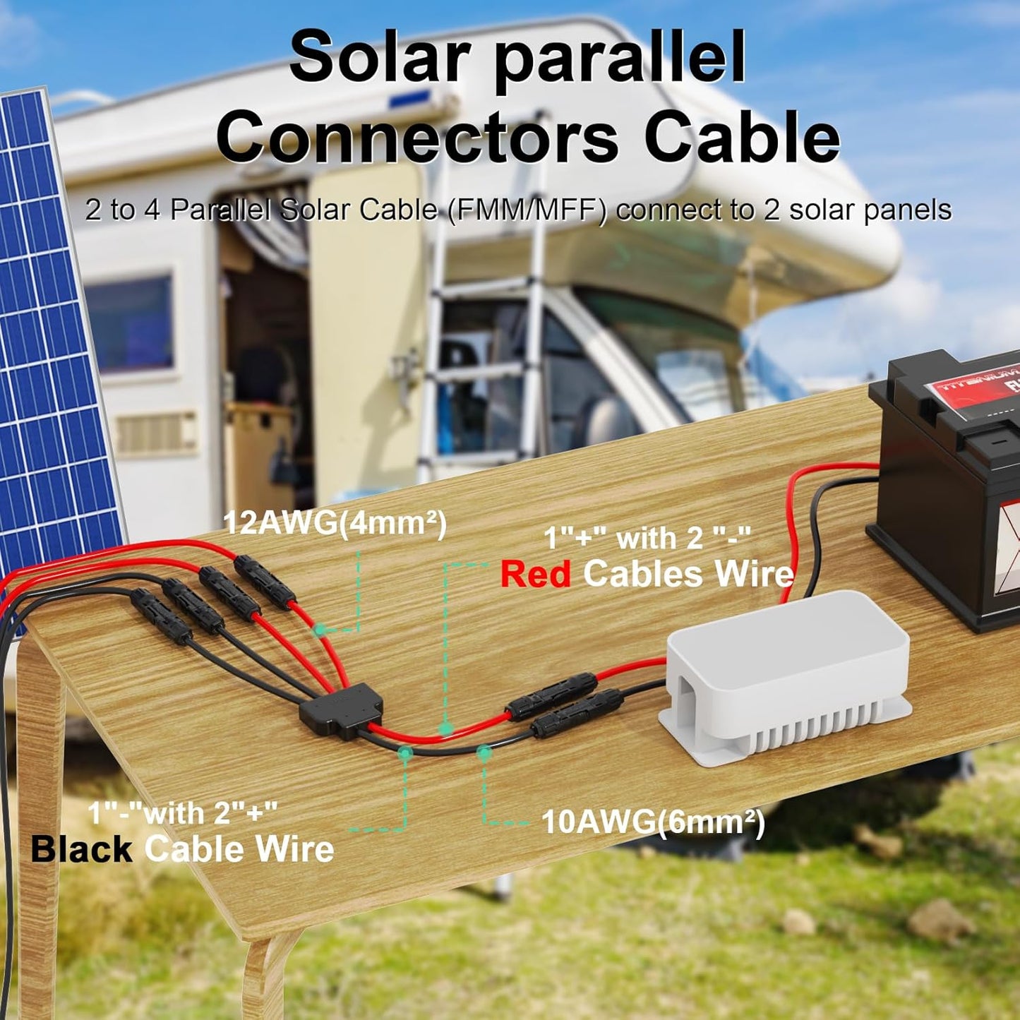 Solar-Anschlusskabel, Solar-Panel Y Zweig Parallelverbinder, 30A 1000V 4mm² /6mm² 2 bis 6 Splitter Solar-Panel-Steckverbinder Verlängerungskabel Solarkabel Stecker,Solarpanel-Anschlusskabel (2 bis 6)