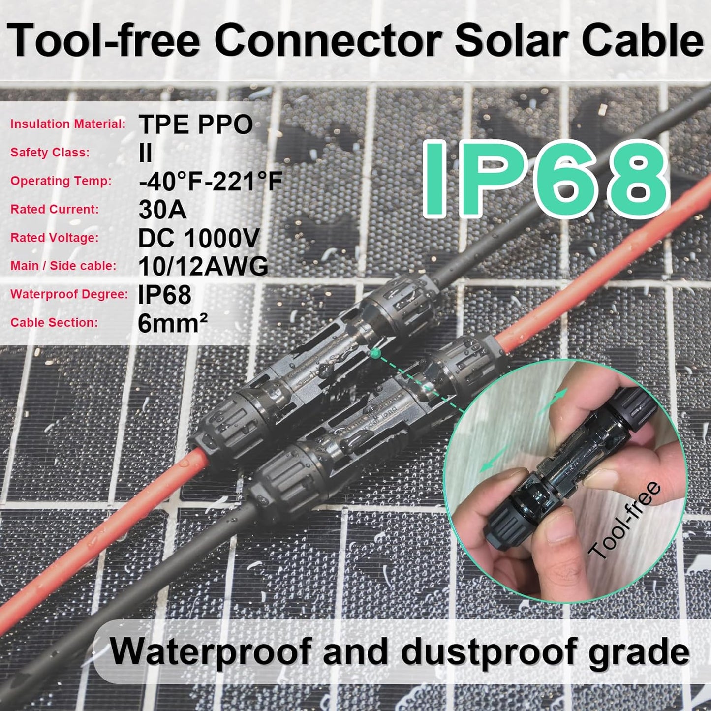 Solar-Anschlusskabel, Solar-Panel Y Zweig Parallelverbinder, 30A 1000V 4mm² /6mm² 2 bis 6 Splitter Solar-Panel-Steckverbinder Verlängerungskabel Solarkabel Stecker,Solarpanel-Anschlusskabel (2 bis 6)